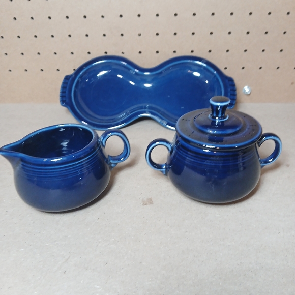 Fiesta Creamer & Sugar Set Figure 8 Tray Cobalt Blue Fiestaware HLC - Picture 6 of 6